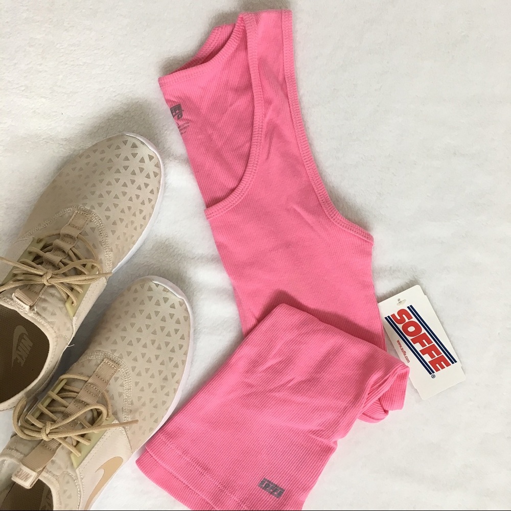 SOFFE pink workout athletic ribbed tank top NWT